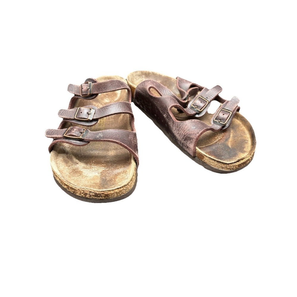 Birkenstock Florida Brown Leather Adjustable 3 Straps Sandals Women Sz 39EU/8.5M